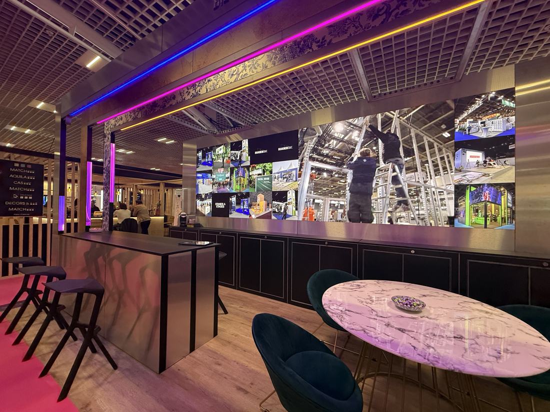 Lounge area and lit bar